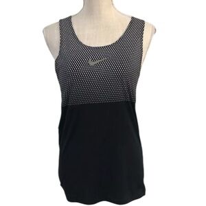 NIKE Running Workout Dri-fit Black white Tank Top Shirt Women’s Size Small